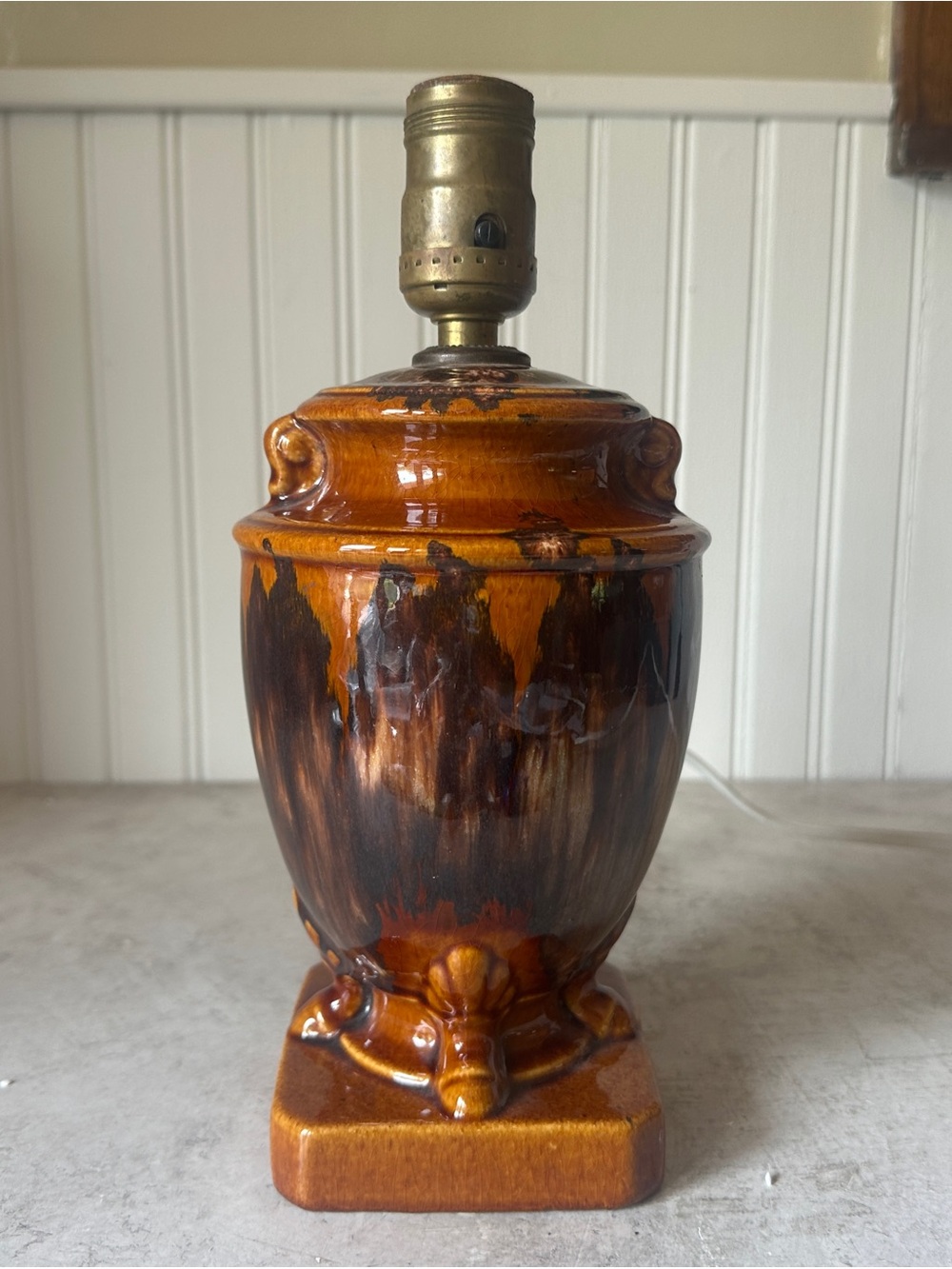 Brush McCoy Pottery Onyx Drip Glaze Urn Table Lamp Brown Arts & Crafts 1920s 30s